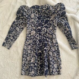 Ulla Johnson Navy and Cream Floral Mini Dress